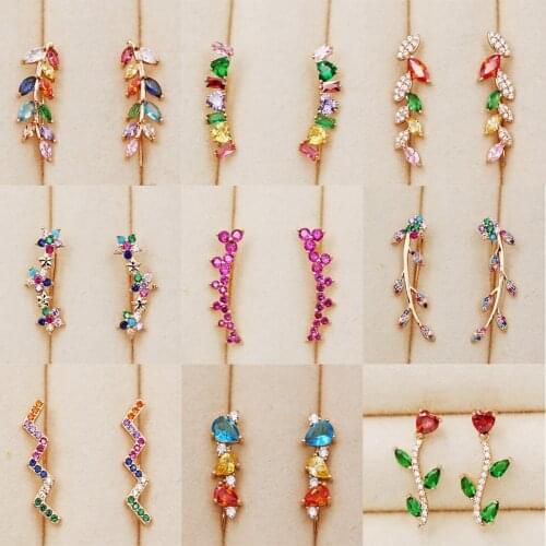 New Trendy Stud Earrings for Women Gold plated Earring with red Waterdrop Zircon Trendy Jewelry Party Wedding Anniversary Gift