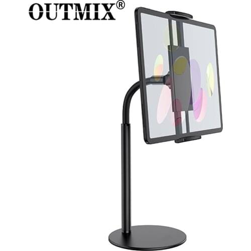 OUTMIX Tablet Stand Adjustable Desktop Holder Aluminum Alloy Arm Ergonomic 360 Degree Rotatable for 4-13 inch Tablet and Phones