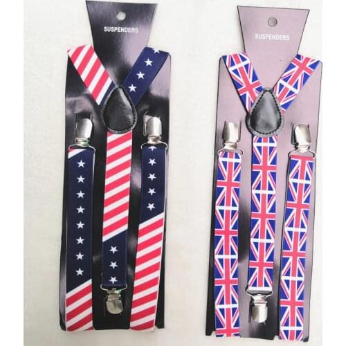 YSMILE Y Fashion New Adult National Flag Suspenders Personality Men Male 3Clips Brace Daily Decorate Accessories