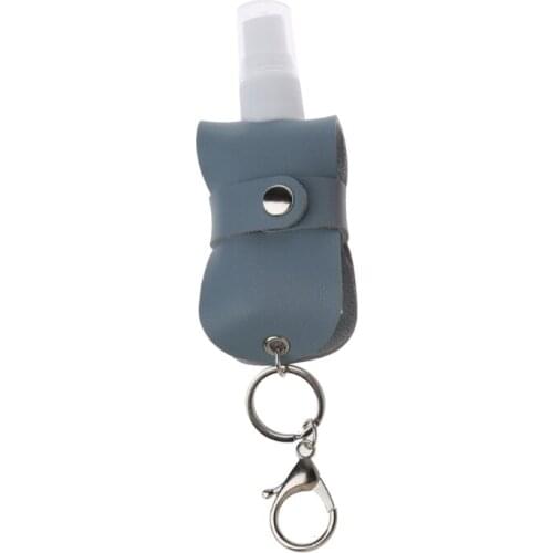 Portable 50ml Spray Bottle Travel Mister Bottle with Leather Keychain Holder U2JD