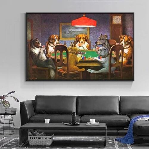 Dog Playing Cards Canvas Paintings Animal Bulldog Gorilla Posters and Modern Prints Wall Art Pictures for Living Room Home Decor