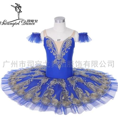 Professional tutu costume Royal blue competition tutu for children girls pancake JY024
