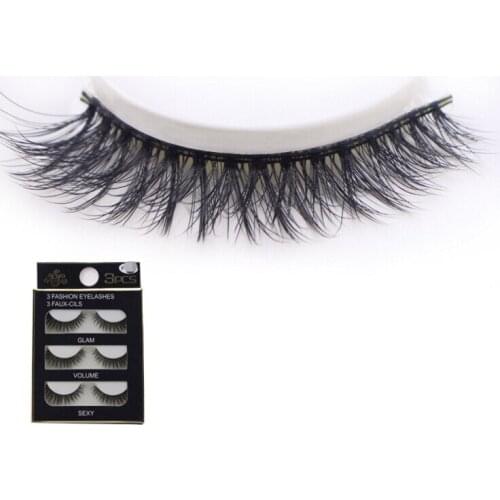 HBZGTLAD 3 Pairs 3d mink lashes makeup eyelash extension handmade fake lashes strip thick natural lash false eyelashes 3D-X16