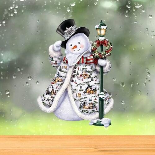 Christmas Snowman Wall Stickers Self-Adhesive PVC Wall Window Decals Glass Cabinet Door Wallpaper Xmas Ornaments Art Home Decor