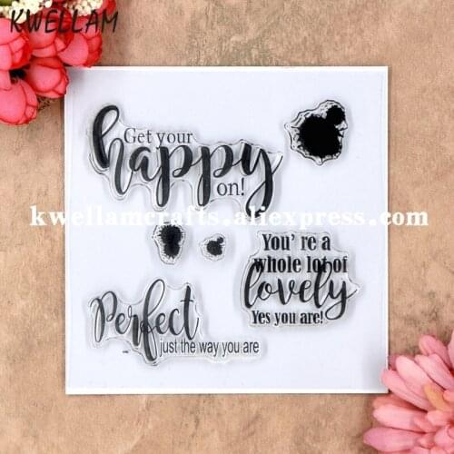 Happy Lovely Perfect Scrapbook DIY photo cards rubber stamp clear stamp transparent stamp 11x11cm 8080703