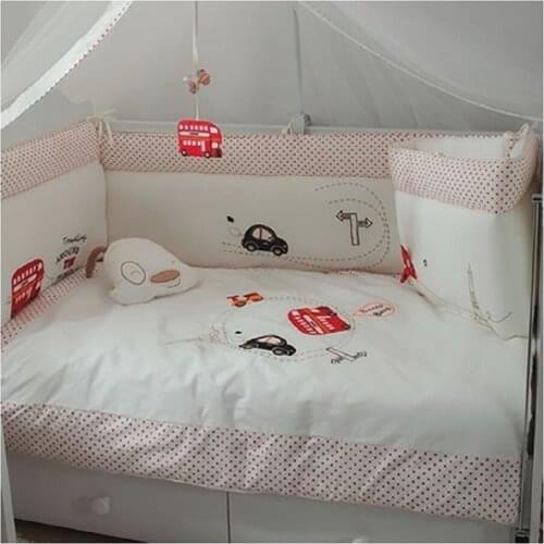 Made in Turkey CARS Infant Baby Crib Bedding Bumper Set For Boy Girl Nursery Cartoon Animal Baby Cot Cotton Soft Antiallergic