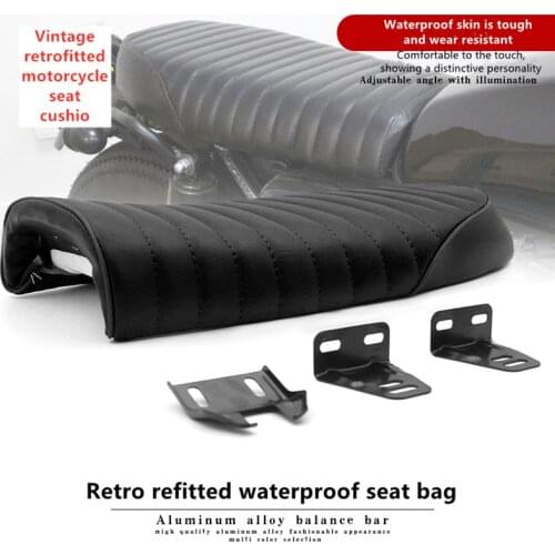Retro Modified For Honda CG125 Motorcycle Seat Modified Cafe Seat Bag Buckle Black/brown Leatherette Flat Brat Vintage Saddle