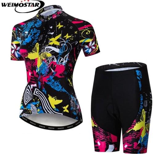 Weimostar Pro Cycling Clothing Women Summer Short Sleeve Cycling Jersey Set Team Sport Bicycle Wear MTB Bike Jersey