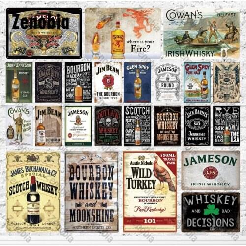 Vintage Whiskey Metal Sign Plaque Home Decoration Cafe Wall Stickers Room Decor Retro John Jameson Whiskey Alcohol Metal Poster