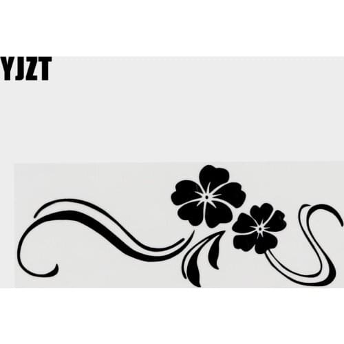 YJZT 18.3CM×7CM Plant Flowers Fashion Vinyl Motorcycle Car Sticker Decal Black/Silver 18B-0178