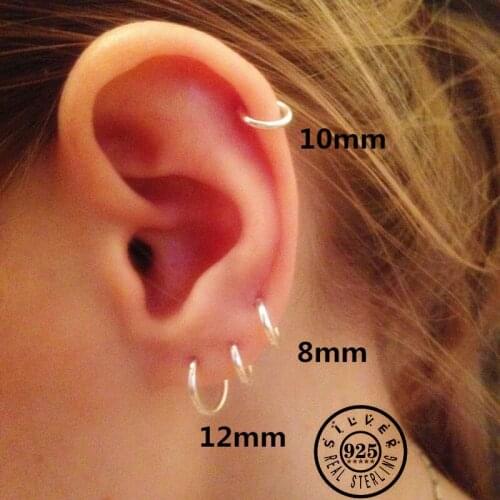 925 Sterling Silver Simple Ear Bone Hoop Earrings For Women Mini Small Hoop Earrings Ear Bone Buckle Round Circle Earrings Hoops