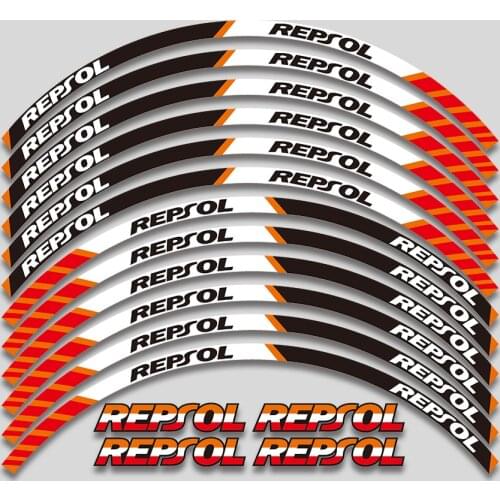 For Honda HRC REPSOL CBR250RR CBR400RR CBR600RR CBR1000RR 12 Pcs Motorcycle Wheel Sticker stripe waterproof Reflective Rim
