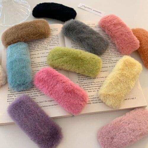 2021 Winter Plush Faux Rabbit Fur Popular Hairpin Women Girls Hair Clips Pins Accessories Barrettes Hairclip Ornaments Headdress