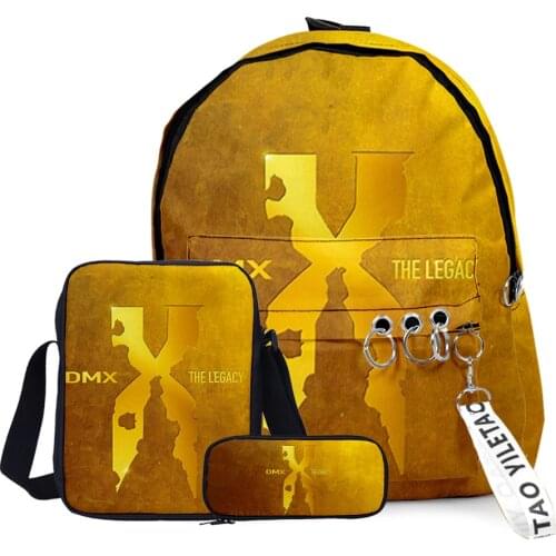 2020 3D Printed Earl Simmons Backpack 3pcs Set Slash Zipper Backpack Hip hop Backpack School Student Fashion DMX Laptop Bag