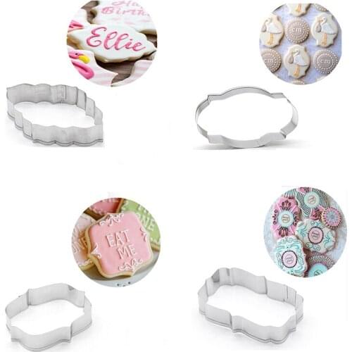 4pcs/set Stainless Steel Mirror Frame Cookie Cutter Slicer Fondant Cake Decorating Tools Pastry Biscuit Mould Bakeware MX64