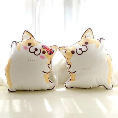 45x35cm Corgi dog plush toy Cartoon Figure cute Corgi Plush Pillows Stuffed Animal Cushion Valentines Day Gift