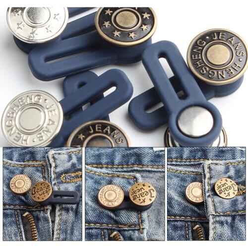 5pcs Sewing Buttons Adjustable Disassembly Retractable Jeans Waist Button Metal Extended Buckles Pant Waistband Expander