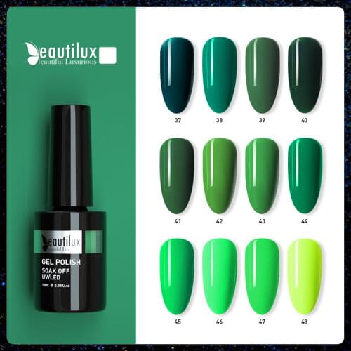 Beautilux Nail Gel Polish Green Color Collection Neon Color Nails Art Gels Varnish Soak Off UV LED Nail Lacquer Supply 10ml