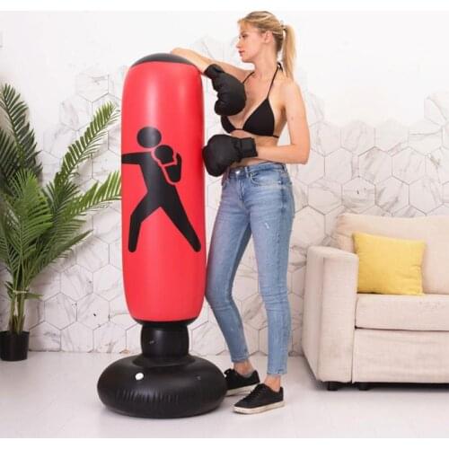 1.6m Sandbag Inflatable Boxing Column Tumbler Sandbag Kick Martial Arts Boxing Training Home Entertainment Fitness Equipment