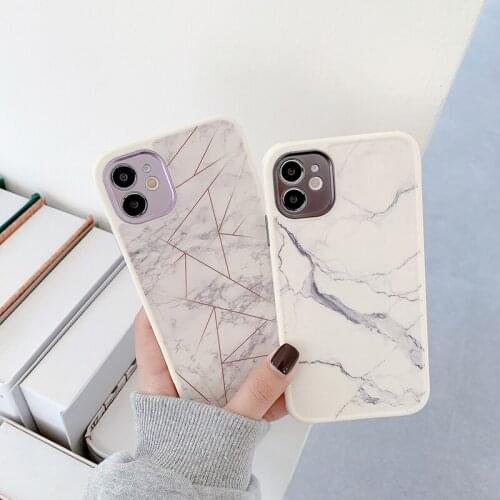 Electroplated Lens Protection Phone Case For iphone 11 12 Pro XS MAX X XR SE 2020 7 8 Plus Marble Geometric Soft Silicone Cover