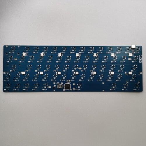 CX60 64layout RGB Welding PCB Plate For DIY Mechanical Keyboard GH60 XD60 Welding Practice Down Light Type-c Blue PCB Board