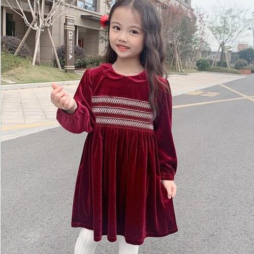 2 To 12 Year Fleece 2021 New Fashion Baby Girl Dresses Princess Clothing Cute Party Children Teenagger Kids Dress Ruched Chest