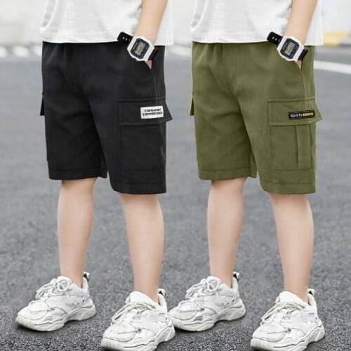 Boys cotton shorts summer new childrens overalls thin big childrens casual boys' five-point pants
