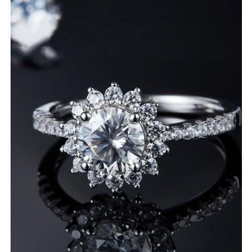 Real 1 Ct Moissanite Rings For Women 100% 925 Sterling Silver Wedding Party Ring Sparkling Ring Female Fine Jewelry Wholesale