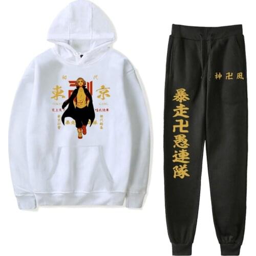 Japan Anime Tokyo Revengers Hoodies Plus Size Two Piece Sets Pullover Hoodies Tracksuit Two Piece Outfits Women Hoodie and Pants