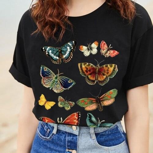 Kuakuayu-XSX Butterfly Graphic Tee 2018 New Summer Fashion 100% Cotton Casual Unisex Women Men T-Shirt Cool Black T-Shirit