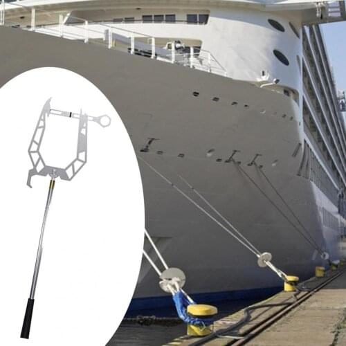 Multifunctional Boat Hook Long Distance Telescopic Threaded Boat Hook Easy to Use Metal Dock Locking Ring For Grabbing Gear Bags