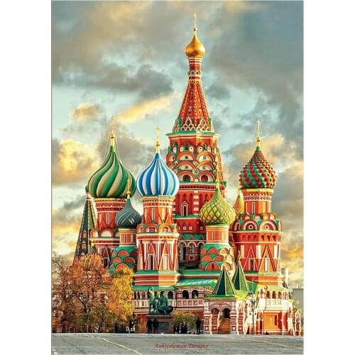 Embroidery Counted Cross Stitch Kits Needlework - Crafts 14 ct DMC Color DIY Arts Handmade Decor - St. Basils Cathedral, Moscow