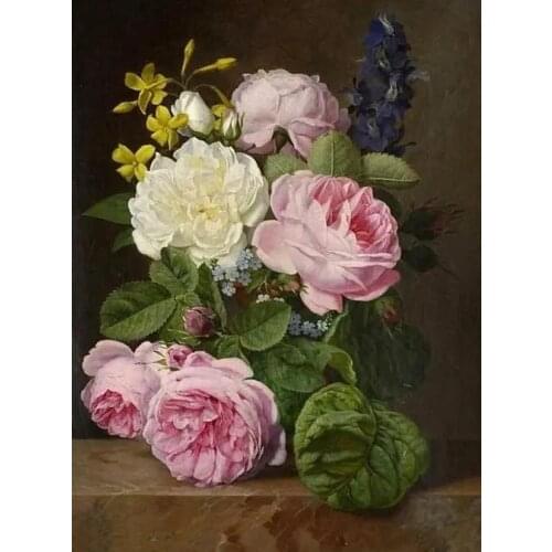 Roses in a Vase Cross Stitch Kits Needlework Flowers Crafts 14CT Unprinted Embroidery Quality Counted DIY Oil Painting Art