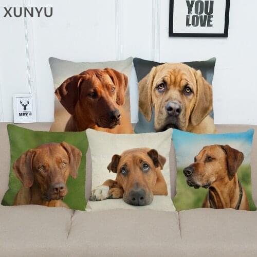 XUNYU Rhodesian Ridgeback dogs Pillowcase Home Sofa Square Pillow Cover Animal Pattern Decorative Cushion Cover 45X45cm AC018