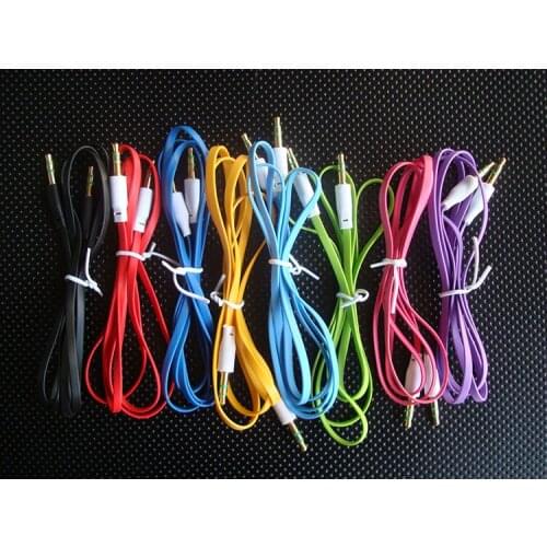 New Jack 3.5 Audio Cable Flat Speaker Line Aux Cord for iPhone 6 Samsung galaxy S8 Car Headphone Xiaomi redmi 4x audio Cables