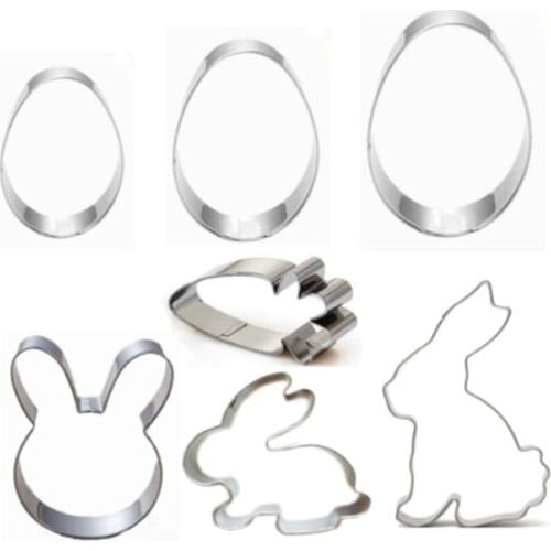 Easter Rabbit Eggs Carrot Cookie Stainless Steel Mold Easter Kitchenware Cookie Cutter DIY Bake Decor Pastry Modelling Tools