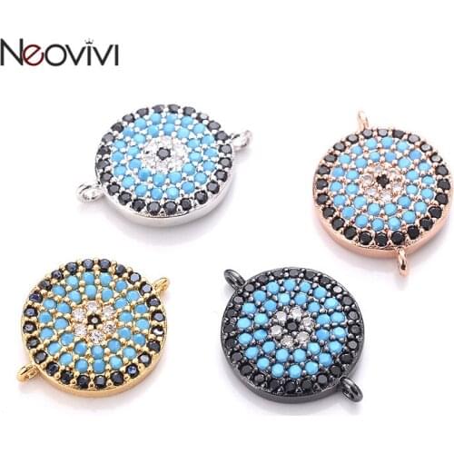 Neovivi Round Eye Charms Pave 3 Colors Zircon DIY Beads for Jewelry Making Bracelets Necklaces Connectors Jewellery Accessories
