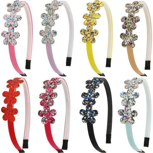 XIMA 8pcs/lot Flower Headband Sequin Flower Hairband For Fashion Girls Infants Children Party Hair Accessories Kids Headwear