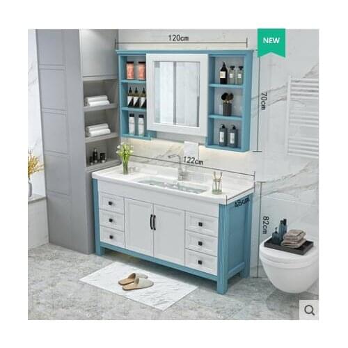 Simple combination of bathroom cabinet, wash basin and wash basin cabinet
