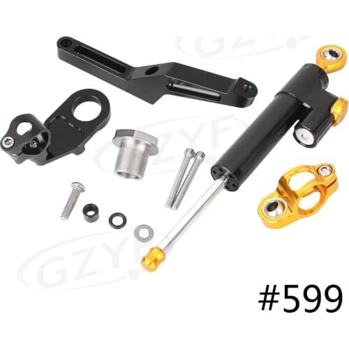 CNC Steering Damper Stabilizer w/ Bracket Set Saftety Control for Kawasaki Ninja ZX6R 2009 2010 2011 2012 2013 2014 2015 2016