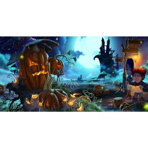 Horror art Pumpkin skull castle 5d diy diamond painting mosaic diamond stitch full drill Diamond embroidery Halloween gift X144