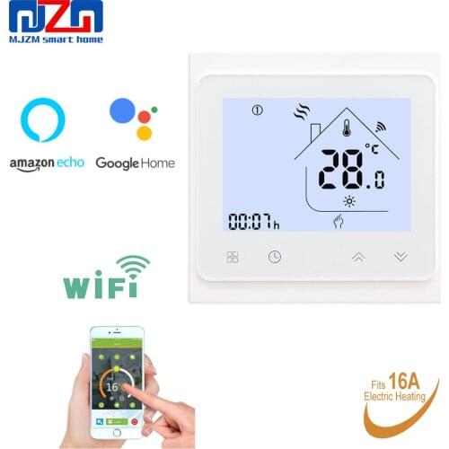 MJZM 16A-002-WiFi & Hand Control Thermostat Temperature Control for Electric Heating Work with Alexa Google Home 16A Thermostat