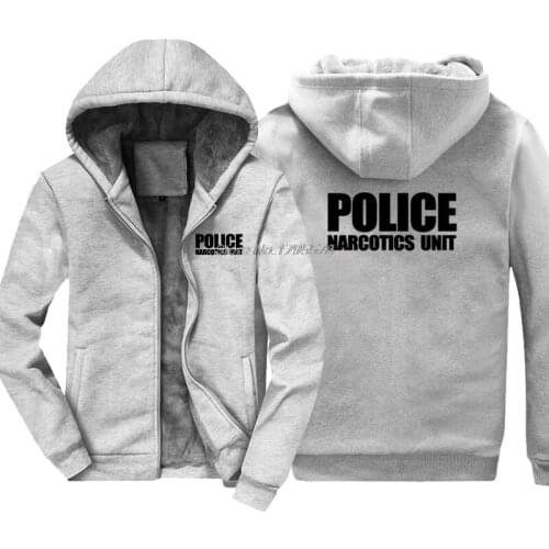 Fashion Casual Men Thicken Hoodie Police Unit Law Enforcement Drugs Front & Back Print Sweatshirt Hip Hop Jacket Tops Harajuku
