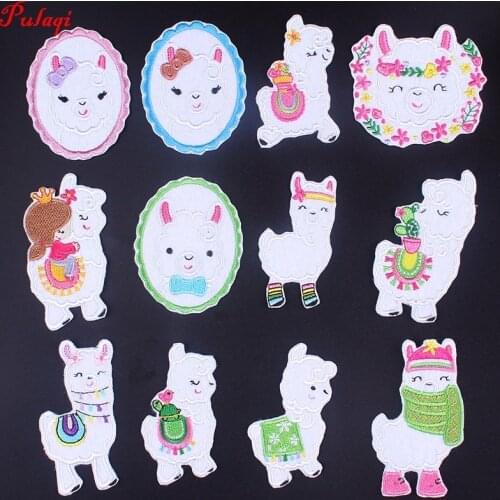 Pulaqi Alpaca Embroidered Patches Animal Appliqued Embroidery Sew-on Sew On Pokemon Arm Badge Decor For Jeans Hat DIY Backpack H
