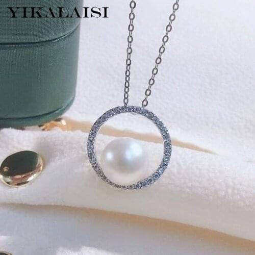 YIKALAISI 925 Sterling Silver Necklaces Jewelry For Women 9-10mm Oblate Natural Freshwater Pearl Pendants 2021 Wholesales