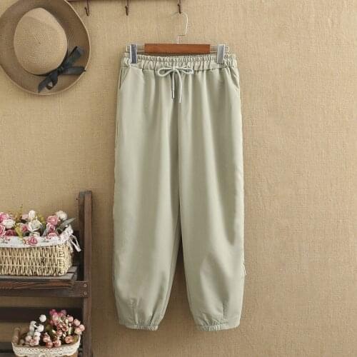 Plus Size Pants For Women 4XL Baggy Elastic Waist High Waist Leggings Side Zip Trim Looser Capri Pants Fatwomen Spring Summer