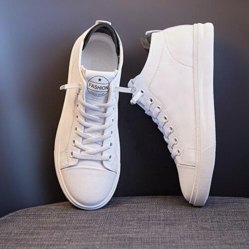 Women White Sports Shoes High-top Sneakers 2021 Spring New Fashion Ladies Cowhide Leather Platform Vulcanize Flats Basket Femme