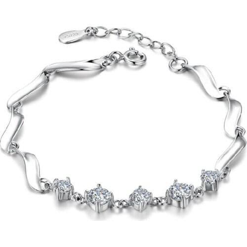 KOFSAC New 925 Sterling Silver Jewelry Bangles For Women Fashion Exquisite Zircon Geometry Bracelet Lady Anniversary Accessories