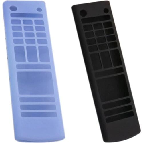 2 Pcs Silicone Case for LG Smart TV Remote Control AKB75095307 Shockproof Holder Cover, Black & Luminous Blue