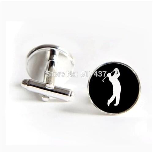 2017 wholesale Golf Player Cufflink Golf Cuff link Fashion Glass Cufflinks Men Cufflinks High Quality